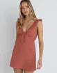 Check Ruffle Womens Mini Dress