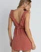 Check Ruffle Womens Mini Dress