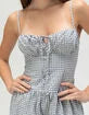 Womens Gingham Drop Waist Mini Dress