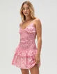 Womens Smocked Drop Waist Mini Dress